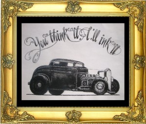 ontwerpen tatoeage old timer voor tattoo shop Inkfish