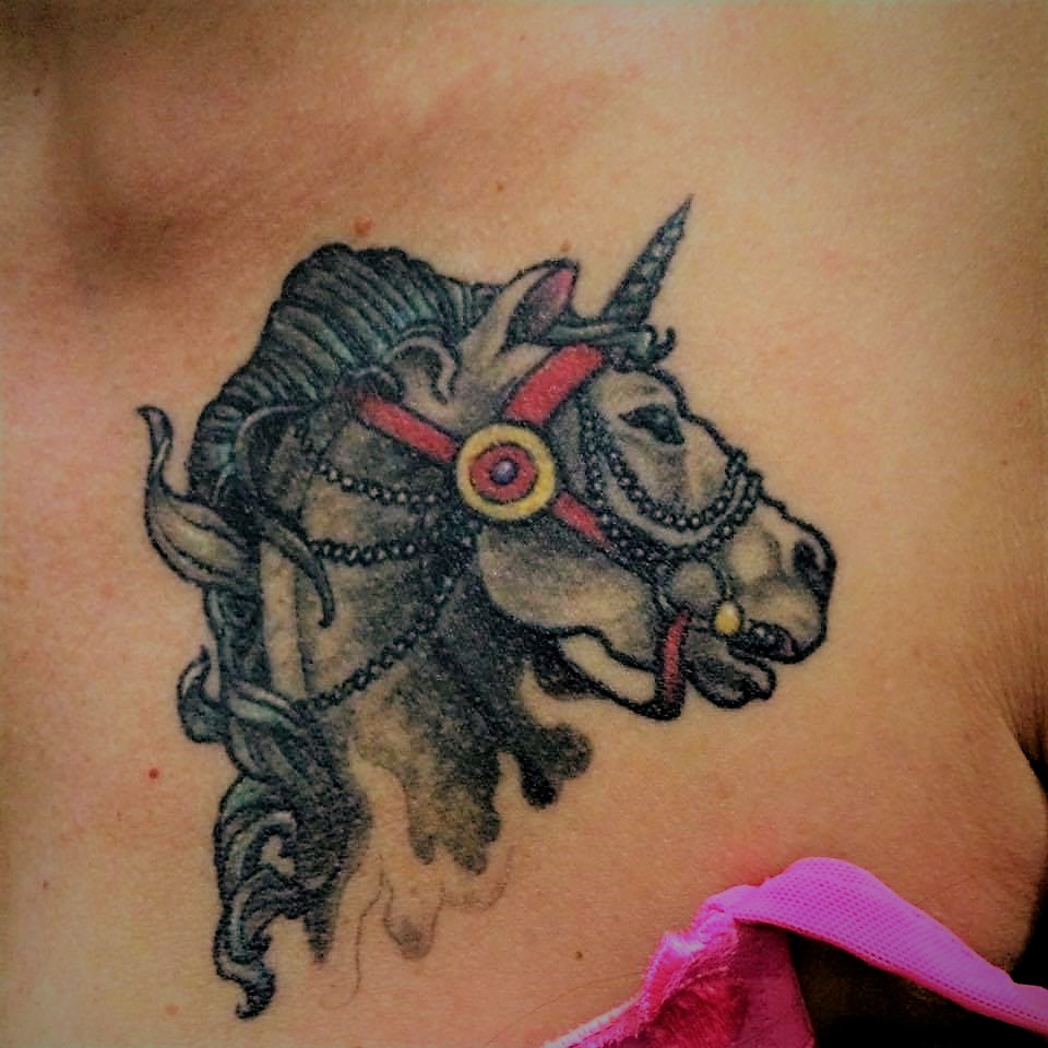 newschool unicorn tattoo