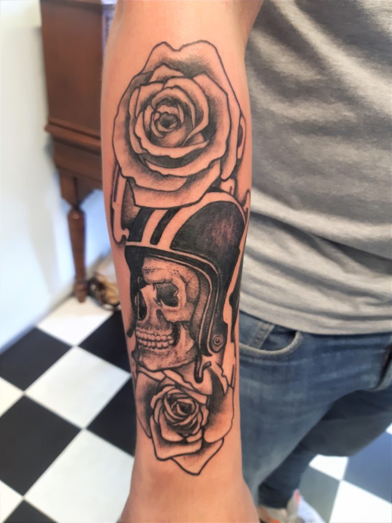 skull rose tattoo