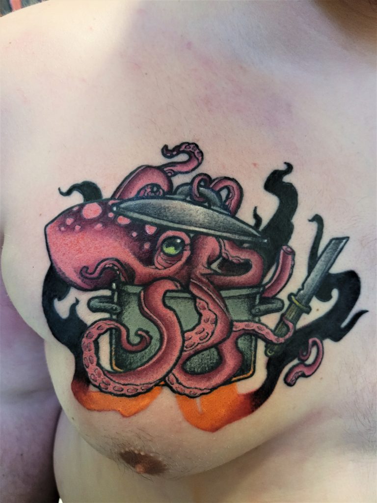 octopus tattoo, by Inkfish tattooshop Rotterdam