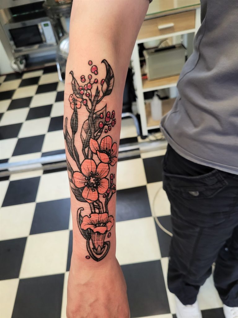 scar coverup tattoo flowers