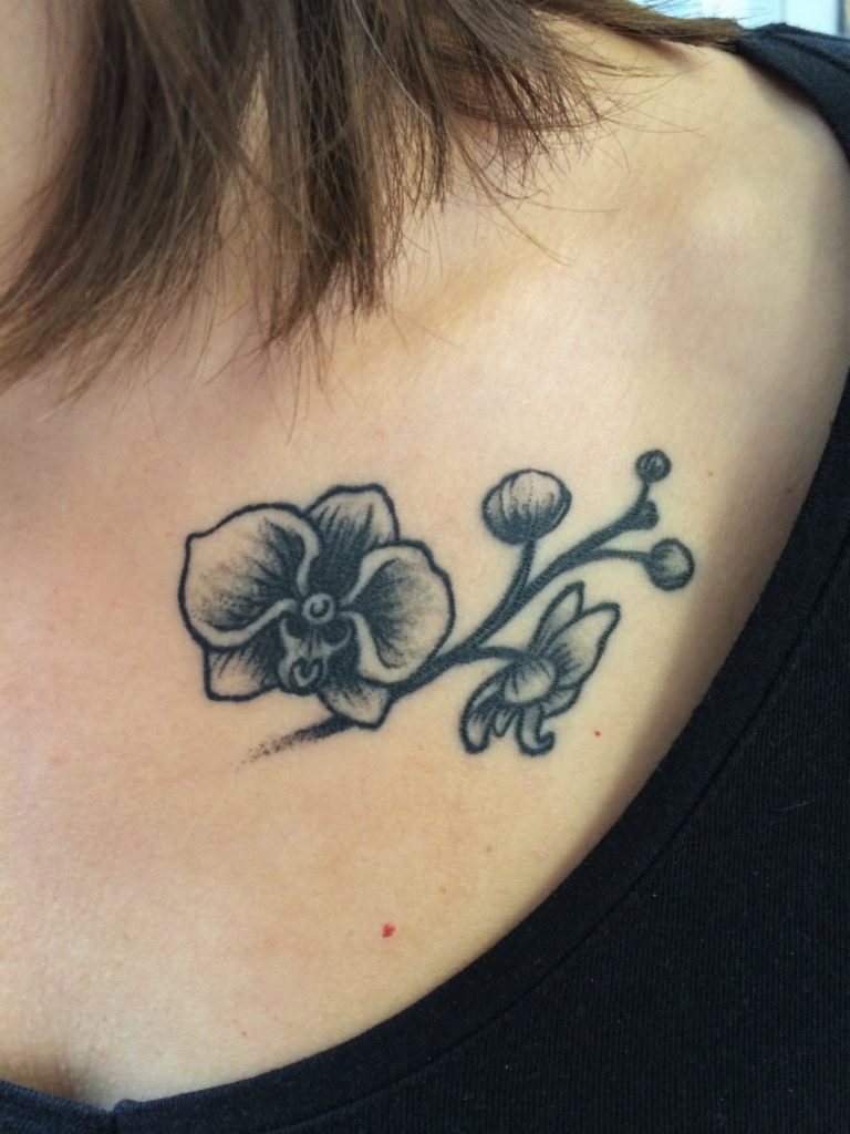 orchidee tattoo, Inkfish tattooshop Rotterdam.