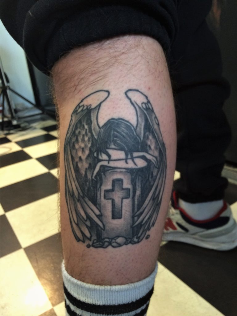 angel grave tattoo from our shop in Rotterdam