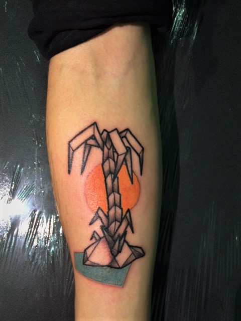 geometric palmtree line-tattoo from our tattoostudio.