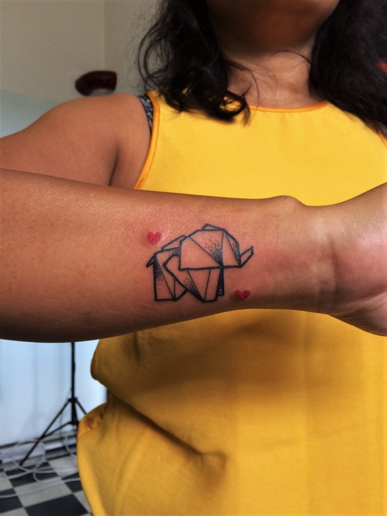 origami elephant dotwork tattooshop gallery