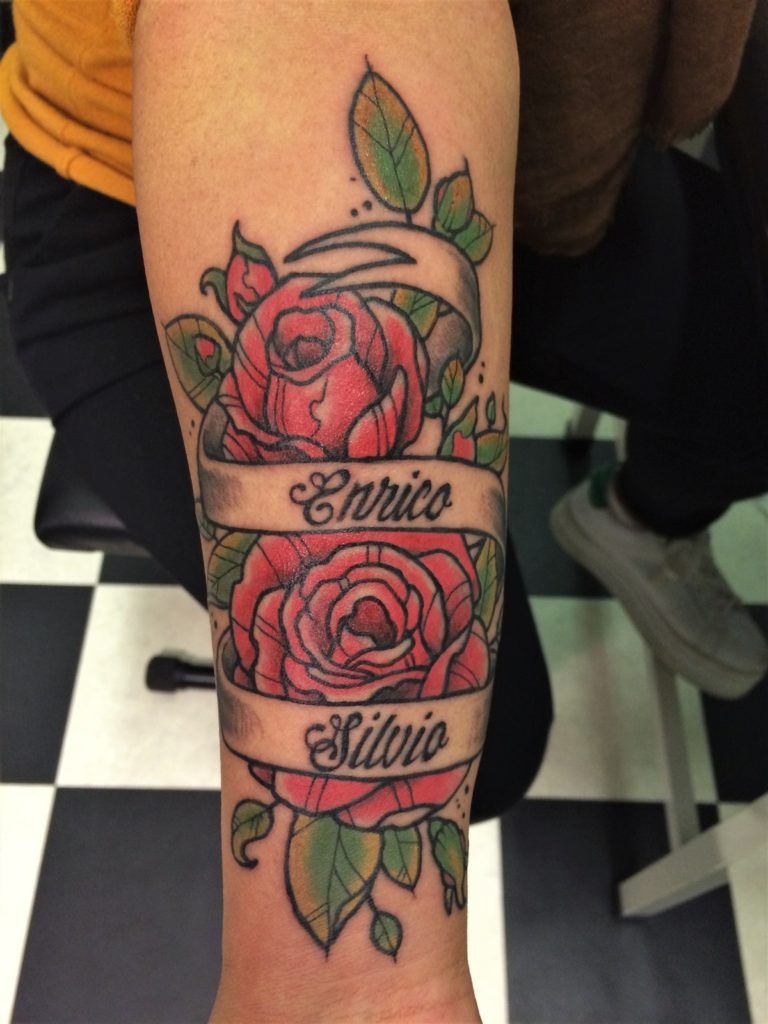 neo traditional rose tattoo