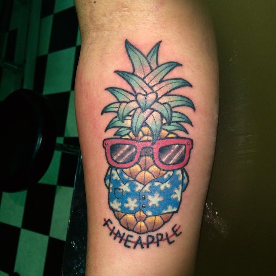 pineapple glasses cartoon tattoo newschool